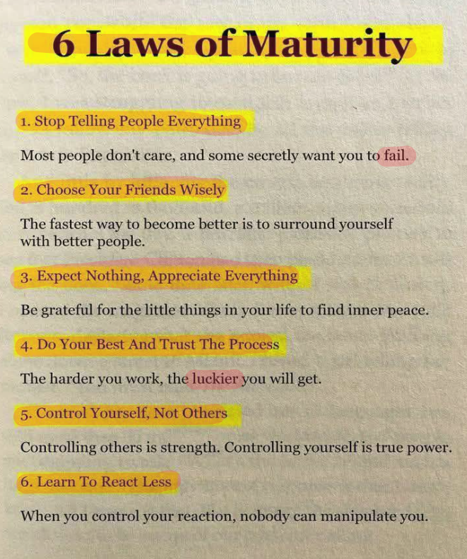 6 laws of maturity!