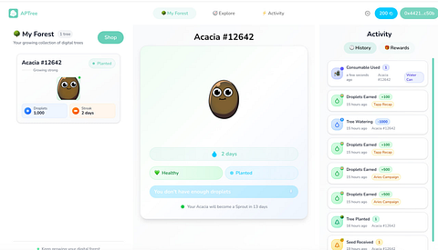 Day 2 done with <a href="/APTreeio/">APTree</a> - never knew I was into this much gardening, probably because it is freshy and engaging on <a href="/Aptos/">Aptos</a> 🌳