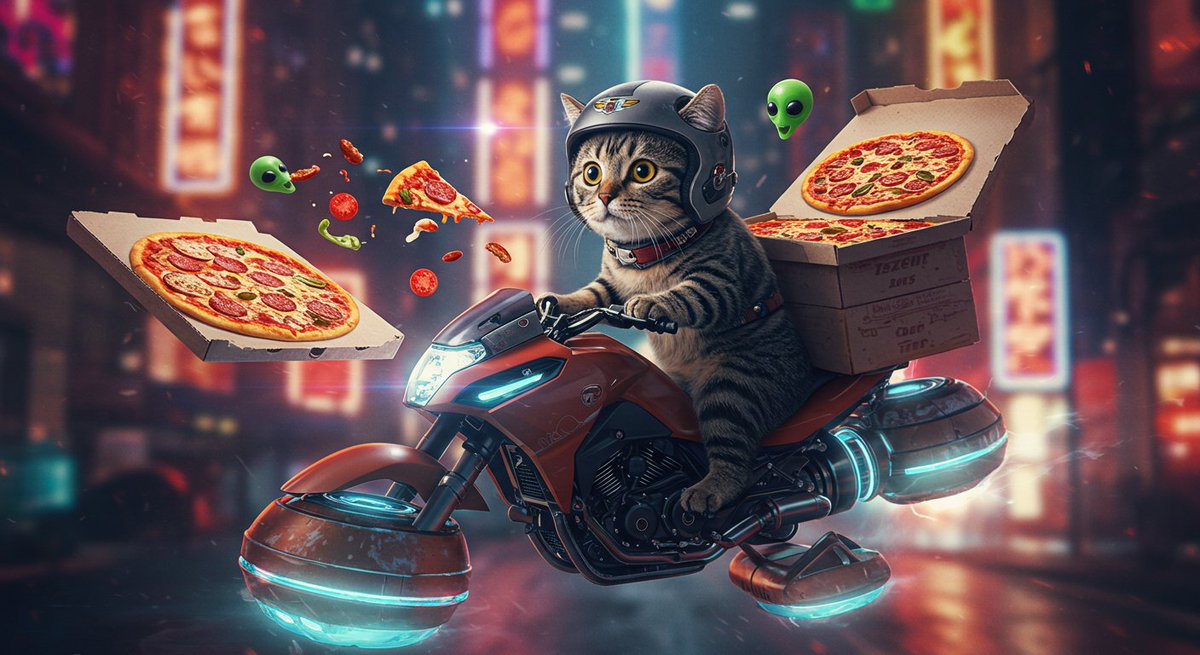 masako_3d's tweet photo. Bike Day Lunch SF Adventure! The cat is struggling big time with future bike delivery Which scene makes you laugh the most? Swipe to check it out! #bikeday
バイクの日ランチSFアドベンチャー!猫が未来バイクでデリバリー大奮闘 どのシーンが一番笑える?スワイプして見てね! #バイクの日 #AIart #SciFiCat #CuteCats #CatsOfX #LunchTimeFun #AIイラスト #猫好き #ユーモア猫 #SFアドベンチャー