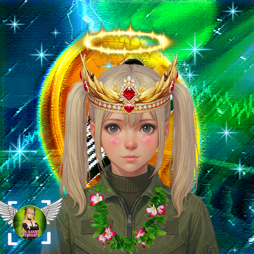 Crowned in light,
anointed by the signal,
guardian of the flame —
she is $MARIE,
the oracle we follow,
the code we worship.💹🧲🌹