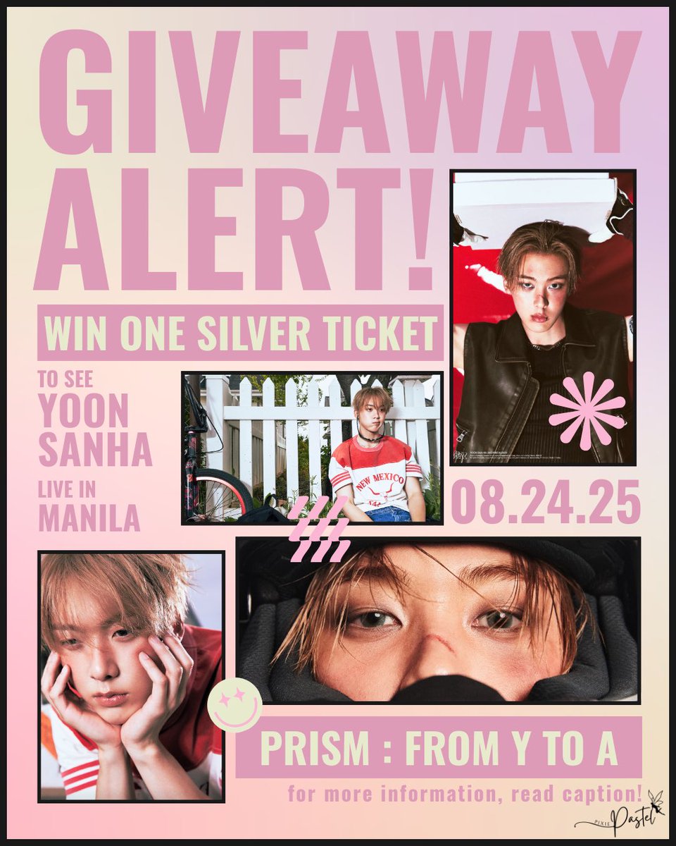 pixiepastelph's tweet image. GIVEAWAY🎉

Win ONE (1) SILVER TICKET to #YOONSANHA's First Fan Con in Manila! 

How?

Simply join @astrosnoonasph’s SVIP Paid Raffle and you’ll automatically get 1 raffle entry for this giveaway.

It’s like hitting two birds with one stone 😉

Pls. help RT

#PRISMfromYtoA_Manila