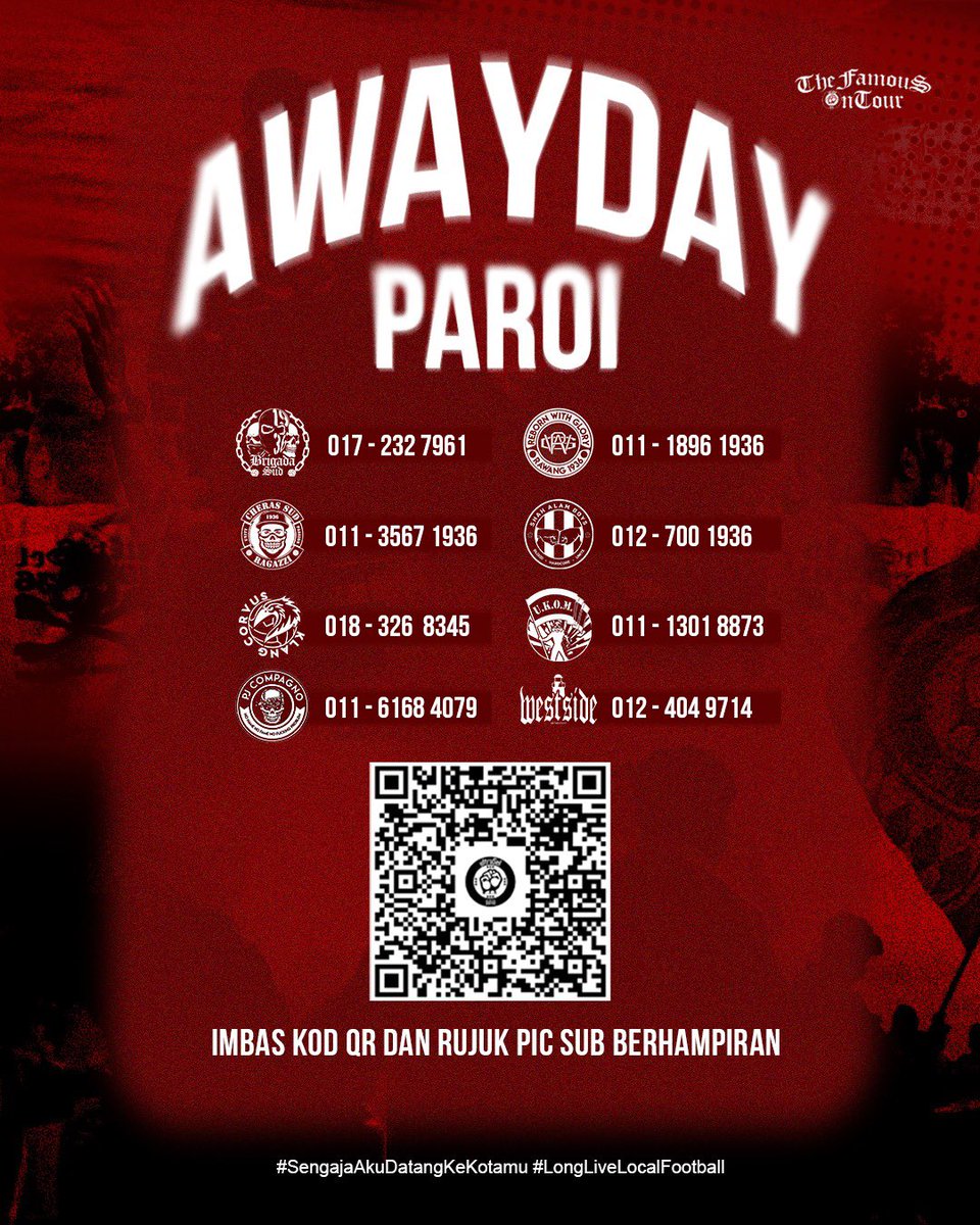 Klang_CorvuS's tweet image. Ini bukan sekadar perlawanan, ini perseteruan yang berpanjangan!

Paroi, Kami Datang Lagi! Misi yang sama tapi dengan tekad &amp;amp; semangat yang lebih membara! 

Imbas QR &amp;amp; roger PIC segera! 👊🏻
linktr.ee/ultraSelangor 

#SengajaAkuDatangKeKotamu
#LongliveLocalFootball