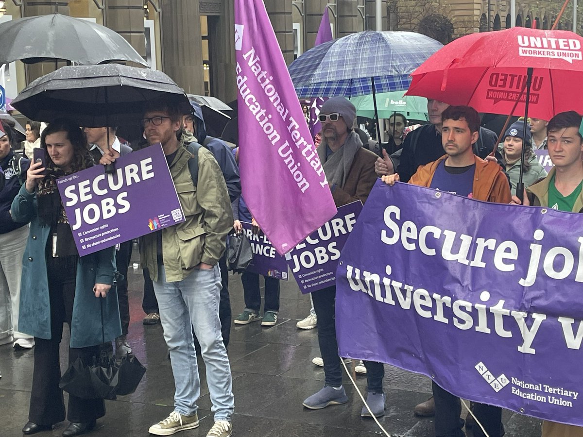 Not even rain, cold and crappy Sydney weather could stop <a href="/NTEUnion/">NTEU</a> members coming together to protest against corporatised uni governance and job cuts today. ✊✊✊💜💜💜☔️☔️☔️