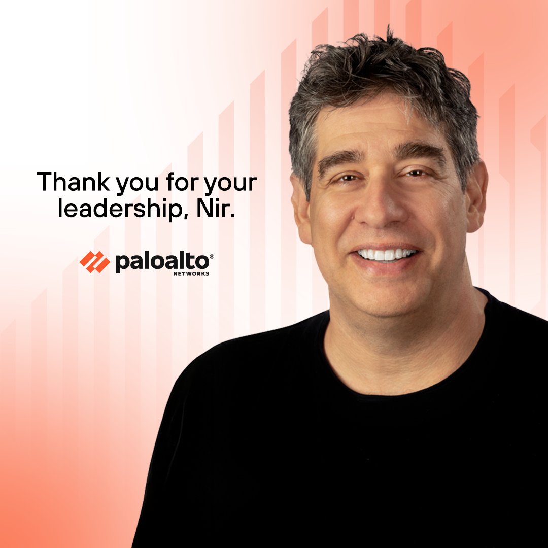 PaloAltoNtwks's tweet photo. Thank you to our founder Nir Zuk for 20+ years of innovation and leadership.

As Nir retires after two decades of shaping Palo Alto Networks, Lee Klarich will step in as Chief Product & Technology Officer and join our Board to carry our vision into the future.

Thank you, Nir. Palo Alto Networks wouldn't be the same without your leadership🧡 https://t.co/dKVcP8Nknj