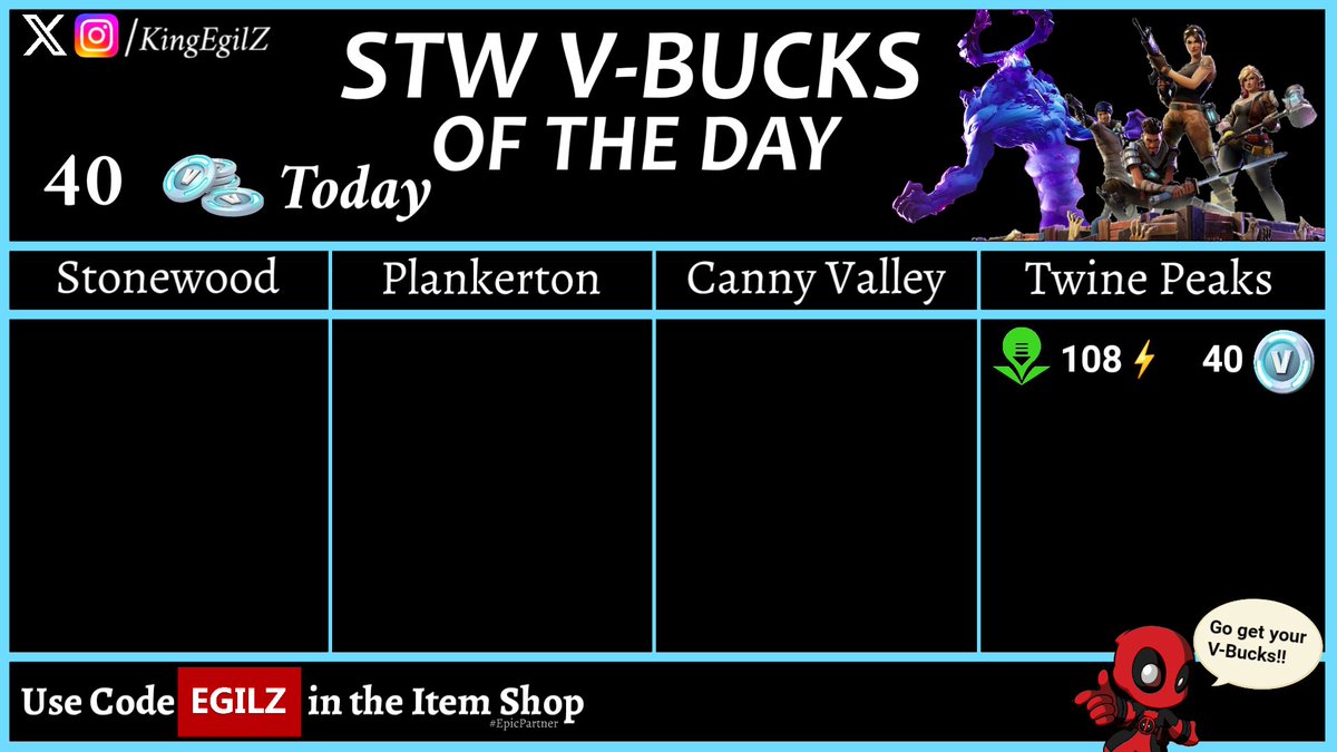 19/8/2025 - V-BUCKS of the day in STW 

40 V-BUCKS