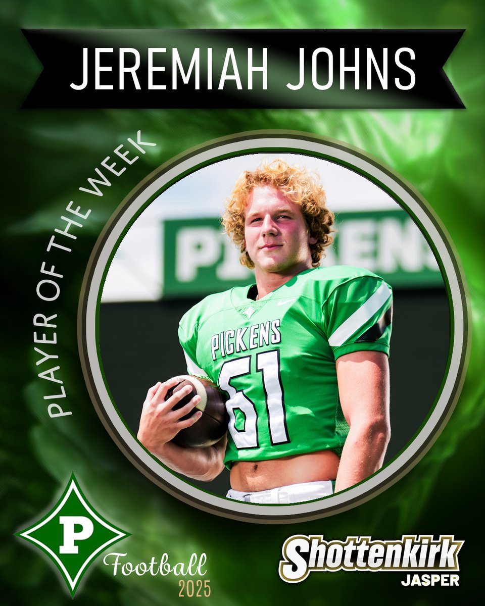 KnowPickens (@knowpickens) on Twitter photo Congratulations to Jeremiah Johns for being named
<a href="/ShottenkirkFord/">Shottenkirk Ford</a> <a href="/PickensFootball/">Pickens Football</a> Player of the Week! ๐
Pickens 28
Pepperell 20
81% OL Grade, 1 Tackle, 3 Assist, 2 Sacks, 1 QB Hurry
#GoDragons ๐๐๐ค Congratulations to Jeremiah Johns for being named
<a href="/ShottenkirkFord/">Shottenkirk Ford</a> <a href="/PickensFootball/">Pickens Football</a> Player of the Week! ๐
Pickens 28
Pepperell 20
81% OL Grade, 1 Tackle, 3 Assist, 2 Sacks, 1 QB Hurry
#GoDragons ๐๐๐ค