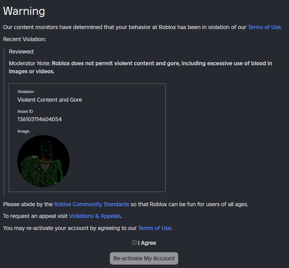 I just got back and i got a warning for a image that has absolutely no gore shown in the image 😐