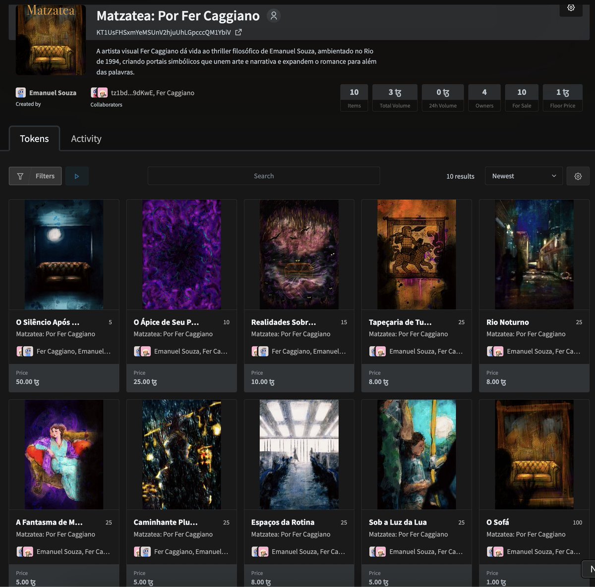 Fer Caggiano (mint live on Transient📍) 🤝 (@fercaggianoart) on Twitter photo Who is ready for #tezostuesday ?
✨ Show me what you've got! ✨
🚨 I will collect my favs 🚨
Also, check our drop "Matzatea"
Book by <a href="/EmanuelAlqm/">Emanuel Souza.eth/.tez</a>
Illustrations by me
Part of the sales goes towards buying from the community.
Be nice and tag some frens 😁 Who is ready for #tezostuesday ?
✨ Show me what you've got! ✨
🚨 I will collect my favs 🚨
Also, check our drop "Matzatea"
Book by <a href="/EmanuelAlqm/">Emanuel Souza.eth/.tez</a>
Illustrations by me
Part of the sales goes towards buying from the community.
Be nice and tag some frens 😁