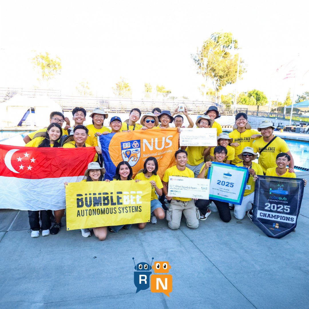 RoboNationInc's tweet image. 🏆 RoboSub 2025 Winner 🏆
National University of Singapore
Bumblebee Autonomous Systems
Singapore, Singapore
Their outstanding innovation, engineering excellence, and teamwork exemplified in this year’s competition earned them a well-deserved 1st place. Congratulations to the…