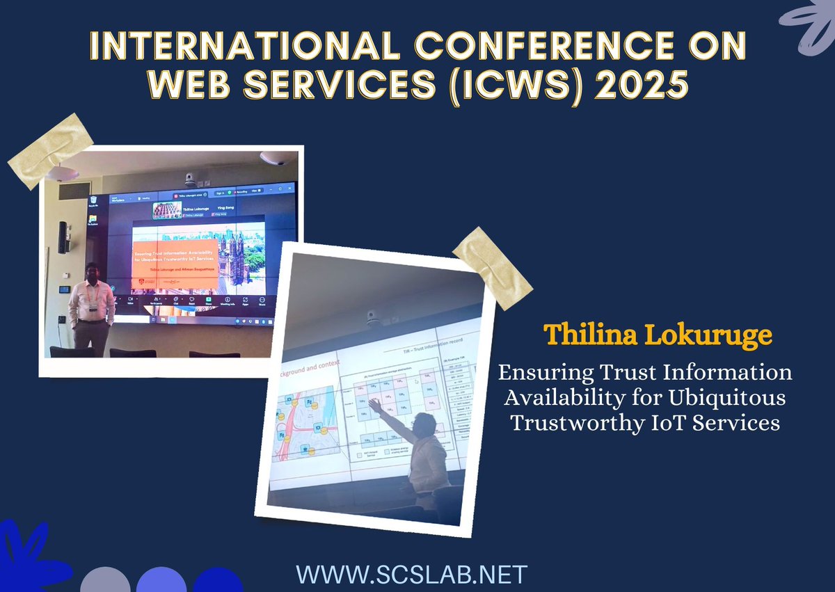 SCSLab's tweet image. 🎉Congratulations to Thilina Lokuruge and Prof. Athman Bouguettaya for their accepted paper in IEEE International Conference on Web Services (ICWS 2025) held in Helsinki, Finland!🎉

Link to the profile: scslab.net/our-team/thili…