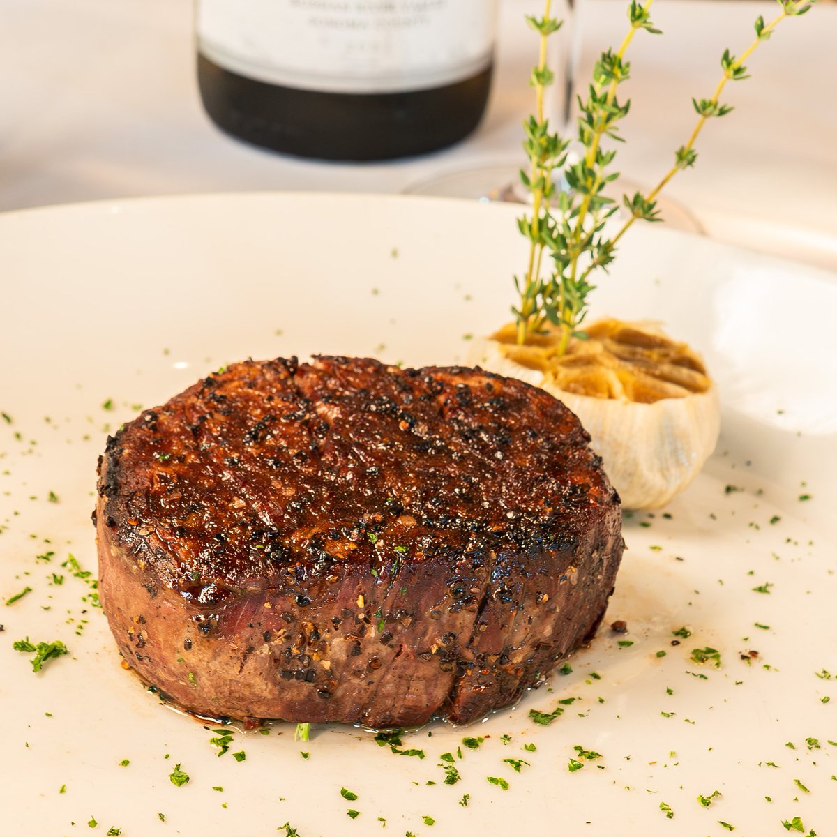 A cut worth savoring, a pour worth lingering over. Enjoy a perfectly seared 8 oz. Filet Mignon paired with a glass of red, white or rosé wine for just $59.

(Available in the bar only, through September 1, 2025.)