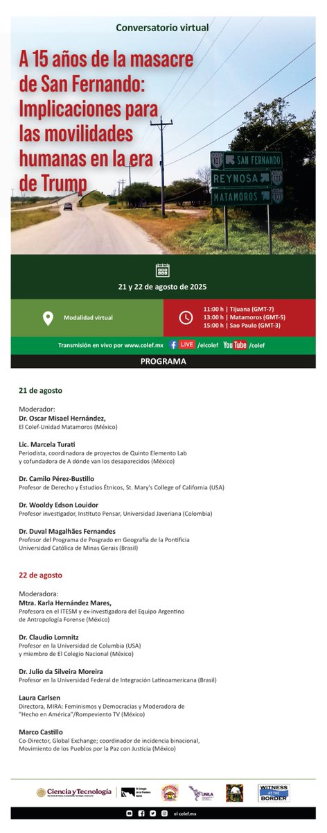 Cordialmente inviatd@s. Soy totalmente <a href="/elcolef/">El Colef</a> y <a href="/CentrosConahcyt/">Centros Secihti</a>  Participan <a href="/marcelaturati/">marcelaturati</a> <a href="/clomnitz/">Claudio Lomnitz</a> <a href="/cperezbustillo/">Camilo Pérez-Bustillo</a> <a href="/elouidor/">Wooldy Edson Louidor</a> entre otros panelistas.