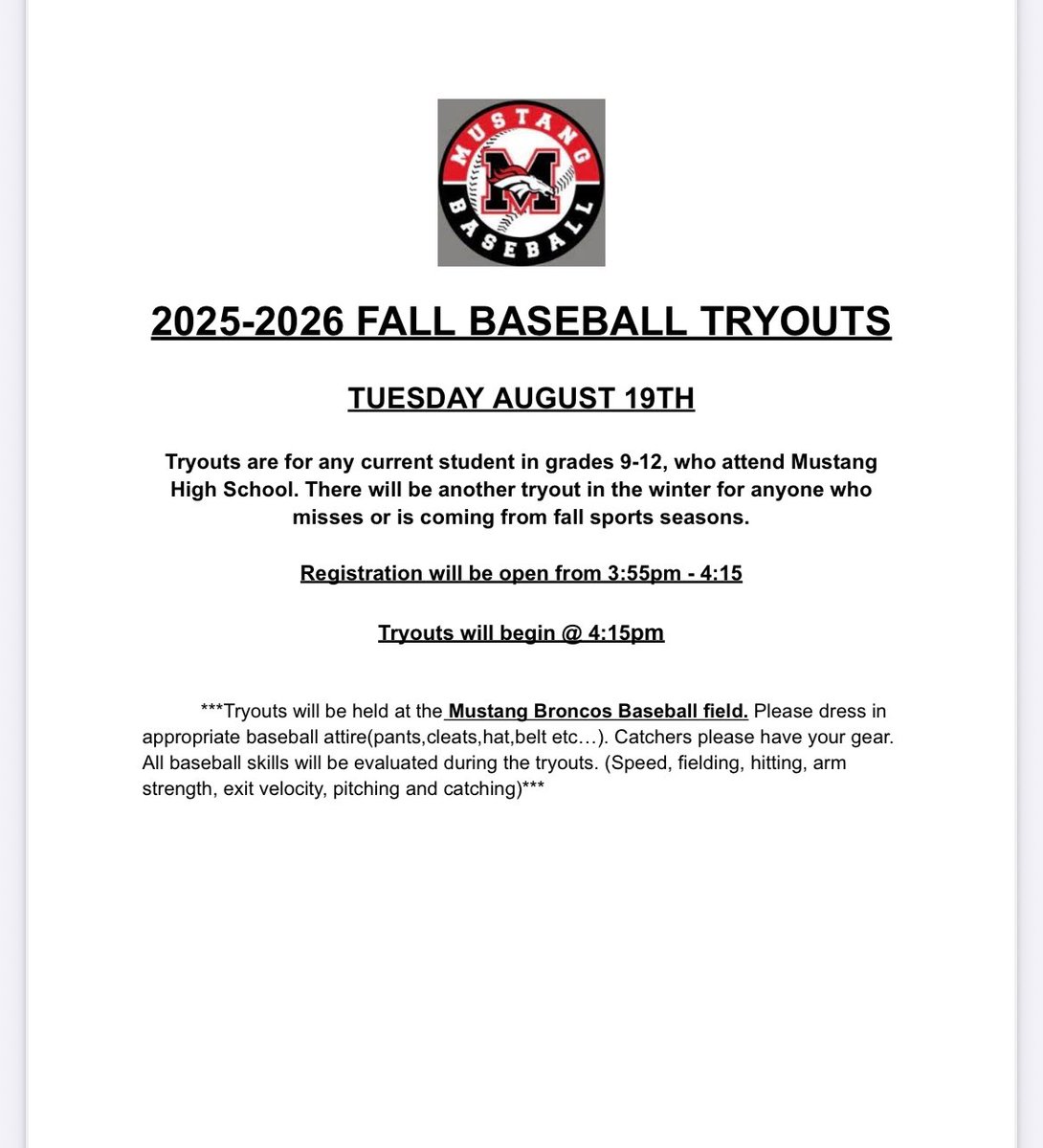 Tryouts tomorrow!