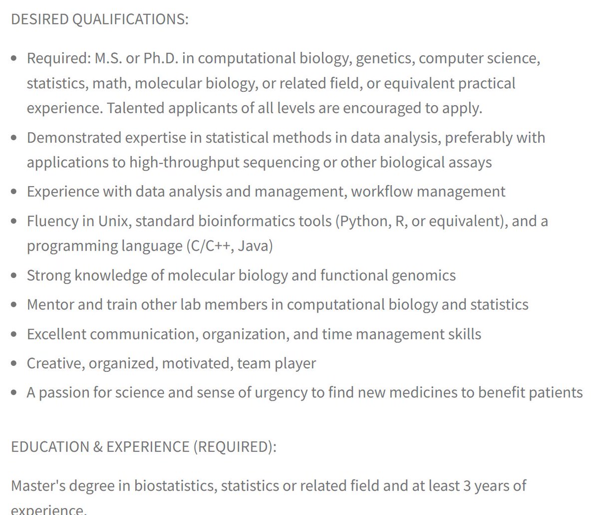Anshul Kundaje (anshulkundaje@bluesky) (@anshulkundaje) on Twitter photo <a href="/jengreitz/">Jesse Engreitz</a> & I are looking to hire a computational biologist/biostatistician with project management expertise to collaborate with our teams to map the regulatory code of the human genome and discover genetic mechanisms of disease.
Details below
careersearch.stanford.edu/jobs/computati…
Plz RT <a href="/jengreitz/">Jesse Engreitz</a> & I are looking to hire a computational biologist/biostatistician with project management expertise to collaborate with our teams to map the regulatory code of the human genome and discover genetic mechanisms of disease.
Details below
careersearch.stanford.edu/jobs/computati…
Plz RT