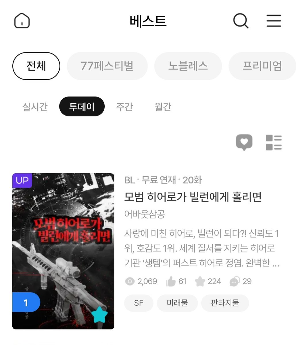 <모범 히어로가 빌런에게 홀리면> 조아라 투베 1위🤗
감사합니다. ♡