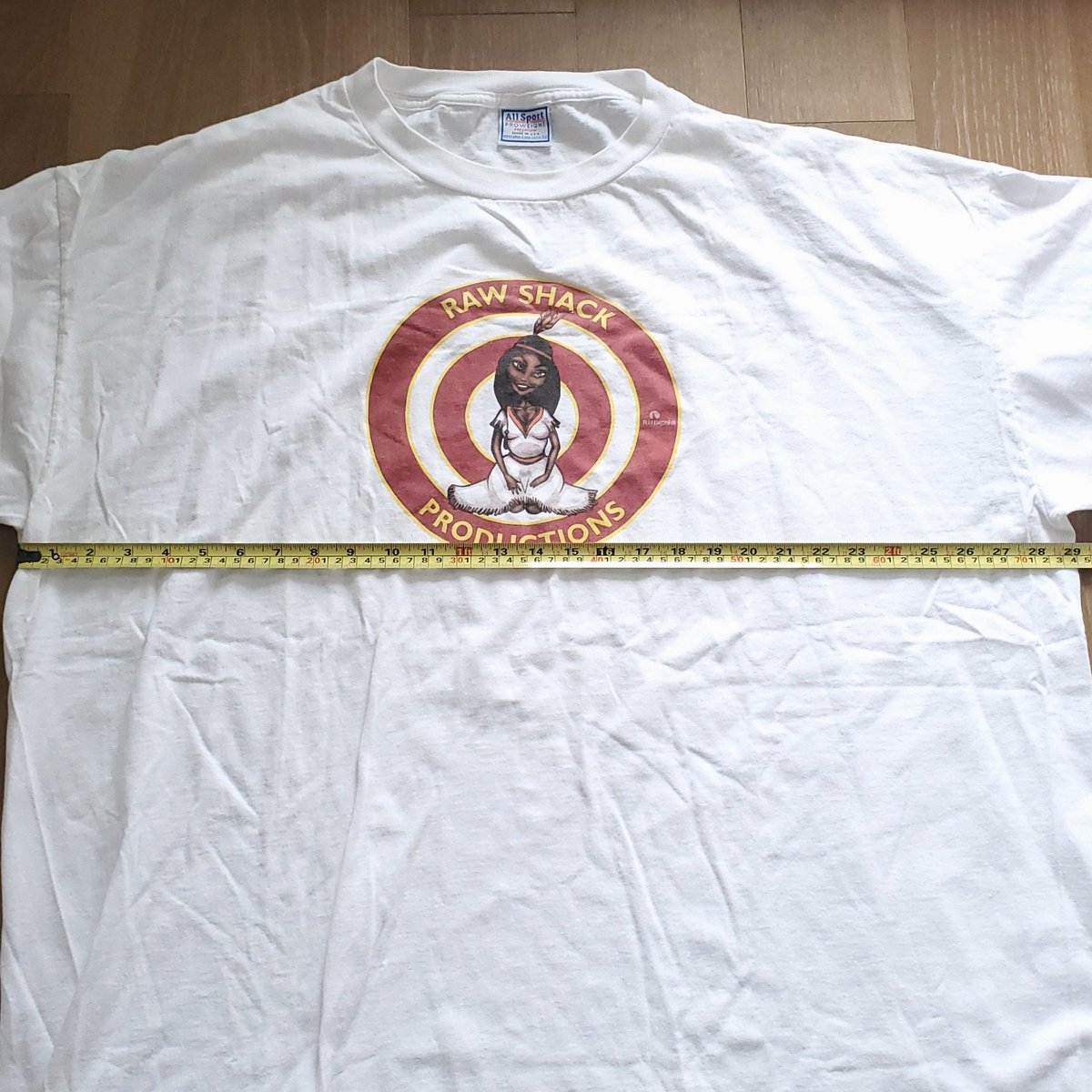 Crazy thrift haul today. Vintage Raw Shack Productions t-shirt. Virtually unworn. Size 4XL. DM if interested. RTs appreciated. Former home to <a href="/realJLive/">J-LIVE</a>