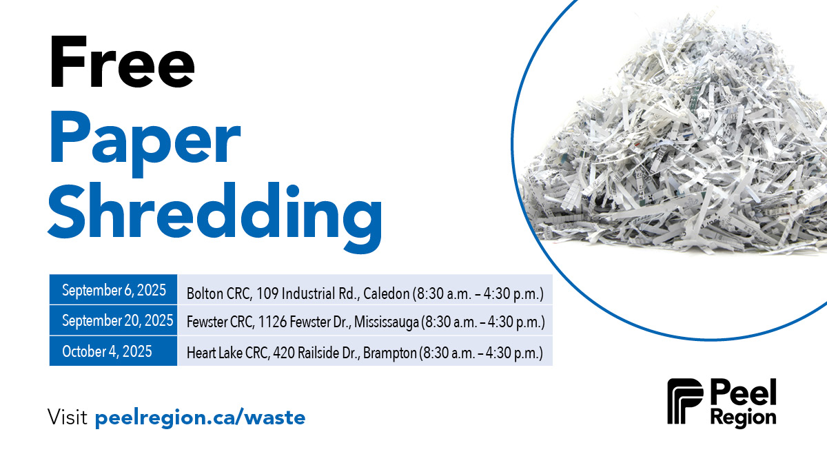 Peel Region (@regionofpeel) on Twitter photo Free confidential paper shredding is coming soon. 📰
To find a location close to you, visit our website: peelregion.ca/waste/crc/shre… Free confidential paper shredding is coming soon. 📰
To find a location close to you, visit our website: peelregion.ca/waste/crc/shre…