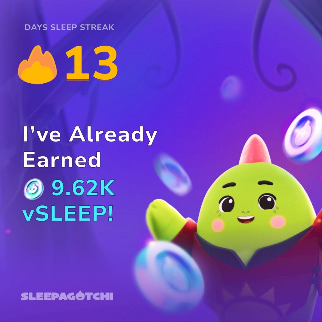 Got a sleep streak and vSLEEP!
Join me on Sleepagotchi.
sleepagotchi.com