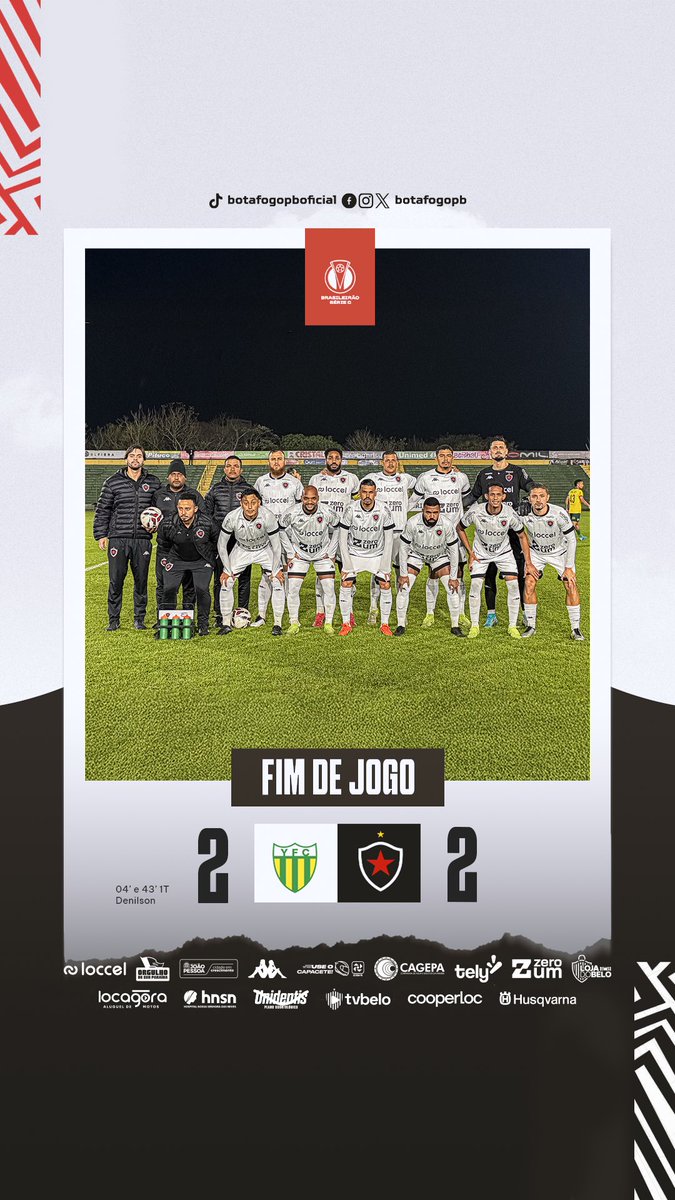 FIM DE JOGO: Ypiranga 2x2 Botafogo PB. 

#BeloSAF #OrgulhoDeSerParaíba