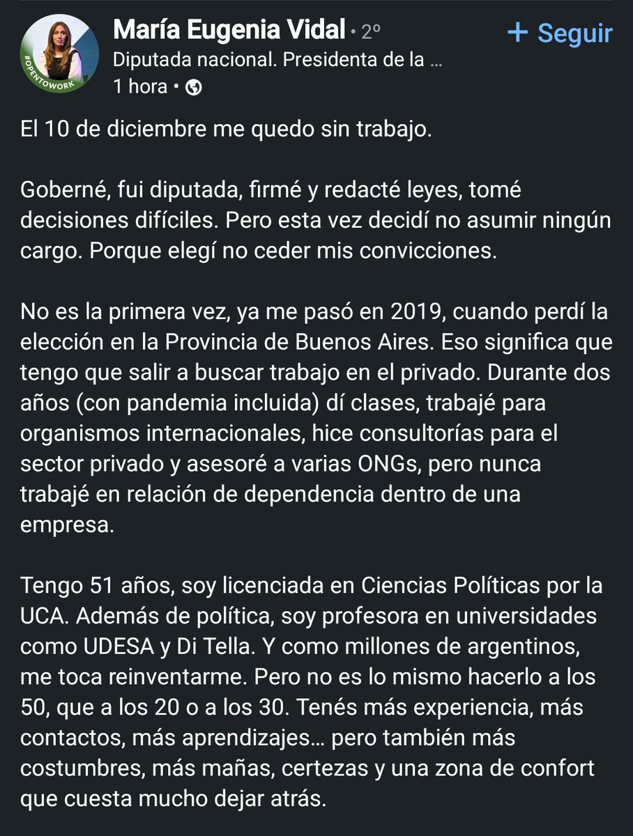 JAJAJA qué es esta PAYASADA de María Eugenia Vidal pidiendo trabajo en Linkedin 🤡 quién asesora a esta gente