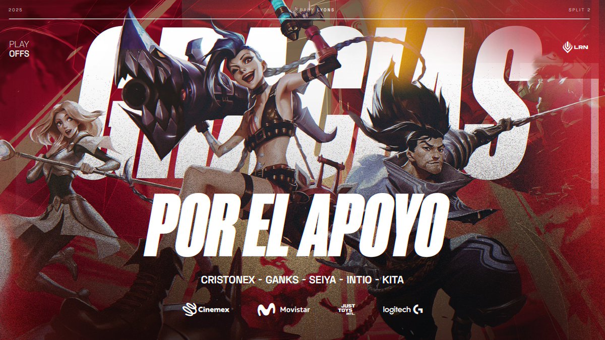 LYON (@lyonlatam) on Twitter photo Lo intentaron, pero hoy no se encontraron. Termina la participación de los Baby Lyons en la #LRN 2025.
Gracias por el aguante. GG, <a href="/Zeu5_esports/">Zeu5</a>. Lo intentaron, pero hoy no se encontraron. Termina la participación de los Baby Lyons en la #LRN 2025.
Gracias por el aguante. GG, <a href="/Zeu5_esports/">Zeu5</a>.
