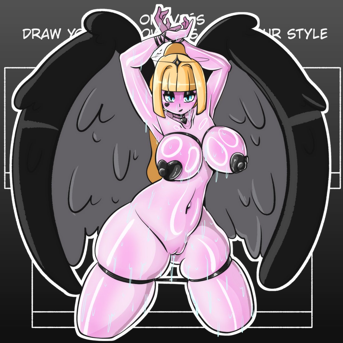 "Repent from your sins and get exorcised!"

5th raffle prize goes to <a href="/FoxyVertera/">🩷Vertera The sexy Rabbit🩷</a>!!

Congrats!

#HazbinhotelOC #Porn #NSFW #LewdOC #TiedUp #Nude