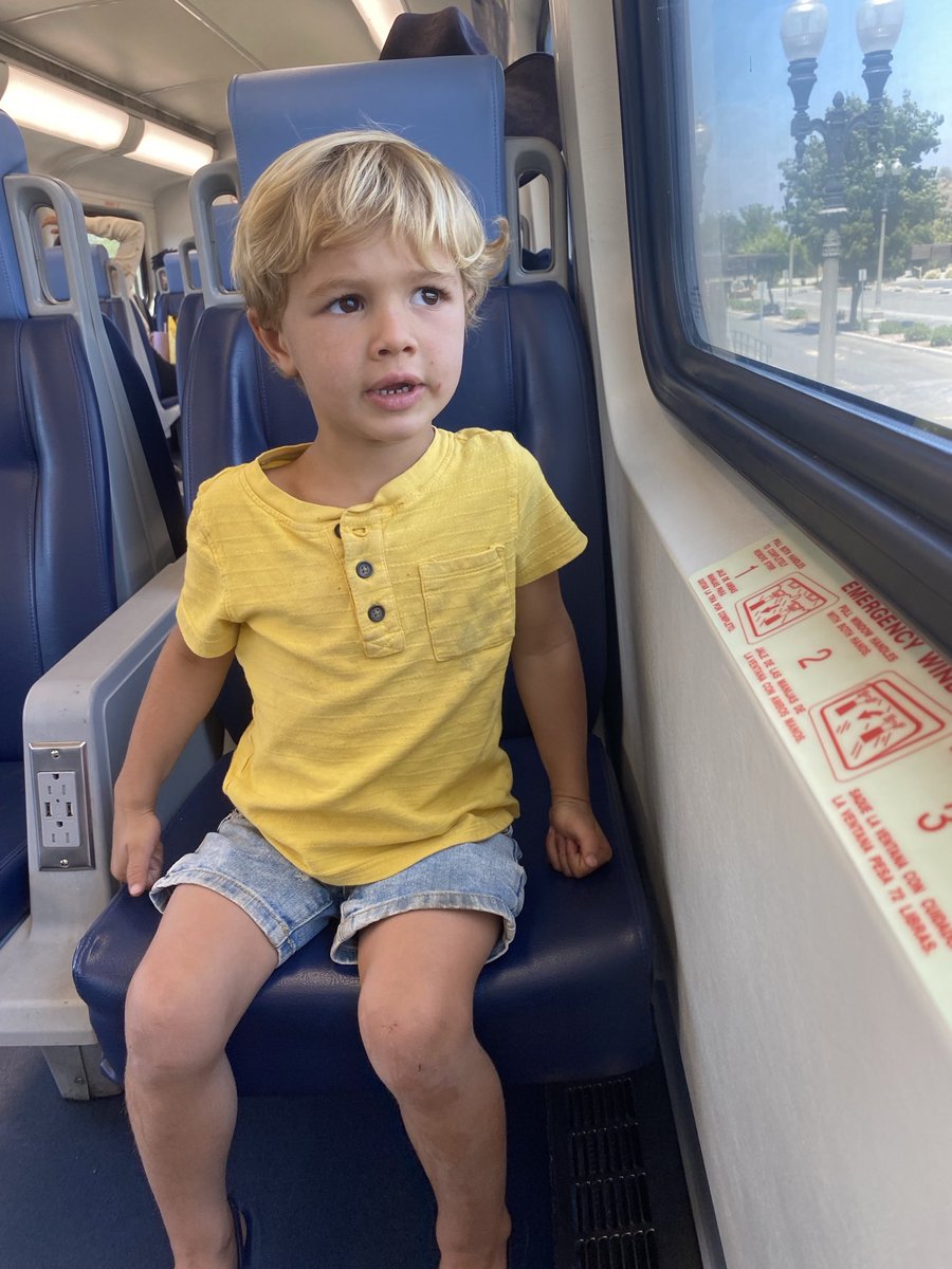 Took my grandson on the metro train that passes his house.       We loved it.  😍