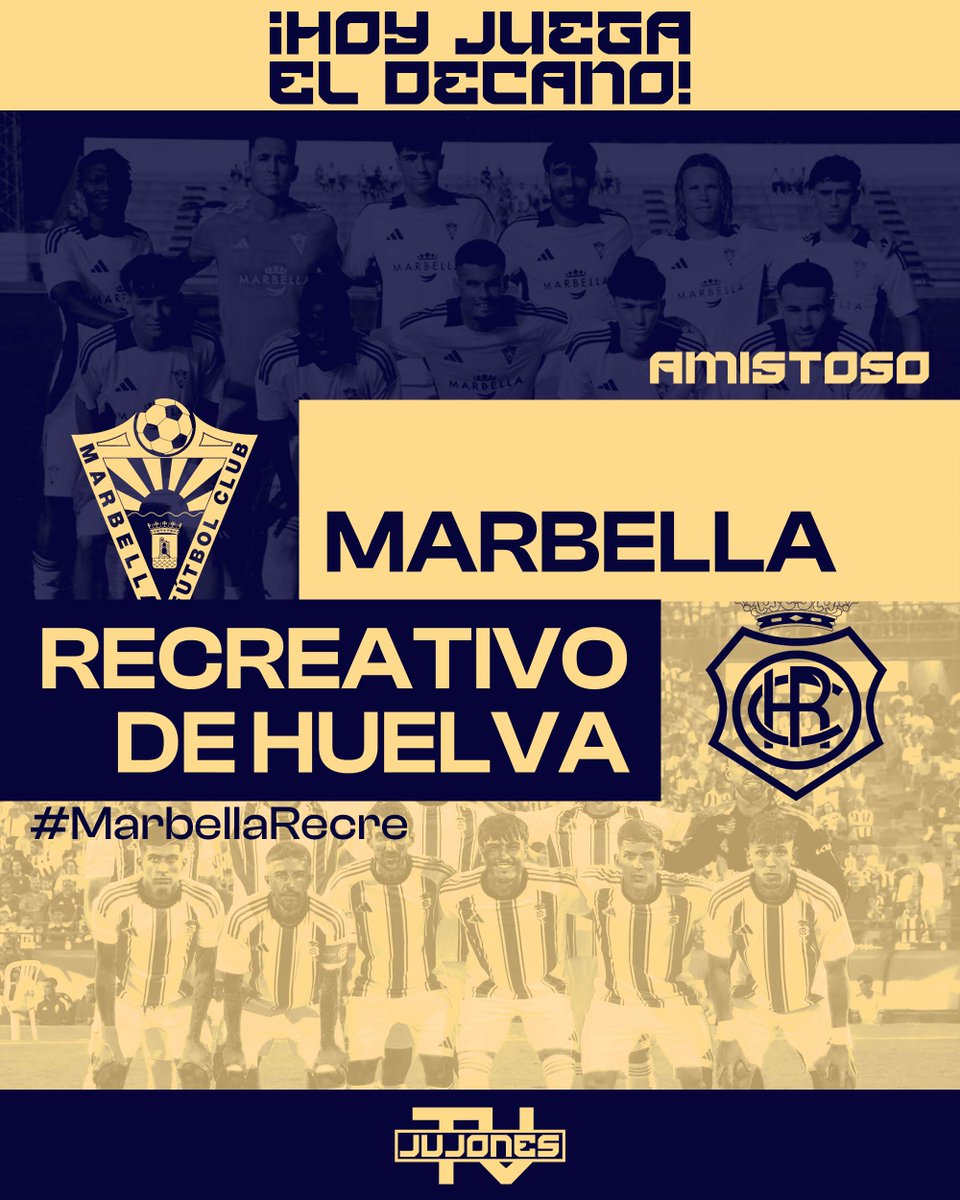 JUJONES TV (@jujonestv) on Twitter photo 🔵 Hoy juega EL DECANO ⚪️
🆚 <a href="/marbella_fc/">Marbella FC</a>
🏟️ Campo de Fútbol de Montecastillo
📍 Jerez de la Frontera, Cádiz
⌚️ 18:30
#MarbellaRecre 🔵 Hoy juega EL DECANO ⚪️
🆚 <a href="/marbella_fc/">Marbella FC</a>
🏟️ Campo de Fútbol de Montecastillo
📍 Jerez de la Frontera, Cádiz
⌚️ 18:30
#MarbellaRecre