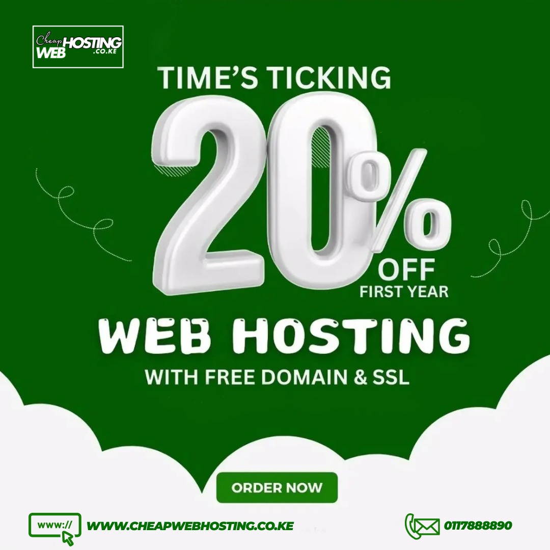 cheap_hostingke's tweet photo. The clock is ticking! Get 20% OFF your first year of web hosting, plus enjoy a FREE domain &amp; SSL. Don’t miss out on this limited-time offer to secure your online presence today!

#WebHosting #DiscountDeal #SecureYourWebsite #FreeDomain #SSL #WebDevelopment #BusinessGrowth https://t.co/tv5RPluawy