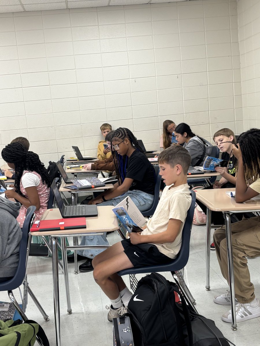 DrNFletcher's tweet photo. Our Young Scholars in Mrs. Shiver’s 6th grade Language Arts classes have began reading their first novel of the academic year, “Heroes in Training: Zeus and the Thunderbolt of Doom.” https://t.co/vvqsyWPxzv