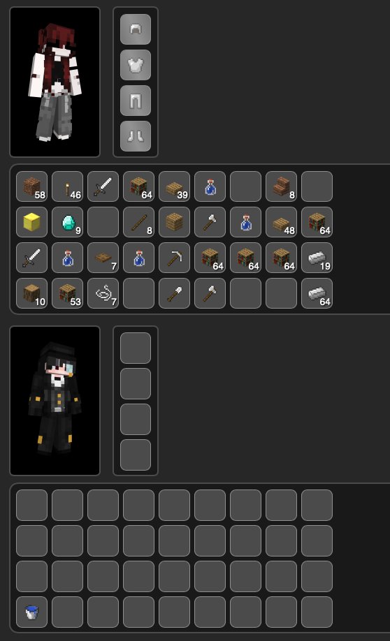encryptedface's tweet photo. Just finished single-file PHP module to parse .dat player files.

> 339 lines of code
> 1.8.x textures (for now, 1.21.x &amp; left hand update otw)
> Built-in dashboard to display inventories https://t.co/570X5pPFMk
