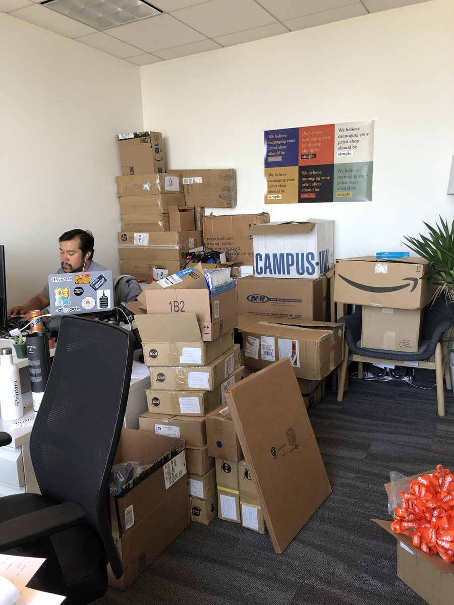 2019 office vibes. 

“Where should we put the trade show boxes?”

“Behind Anthony.”