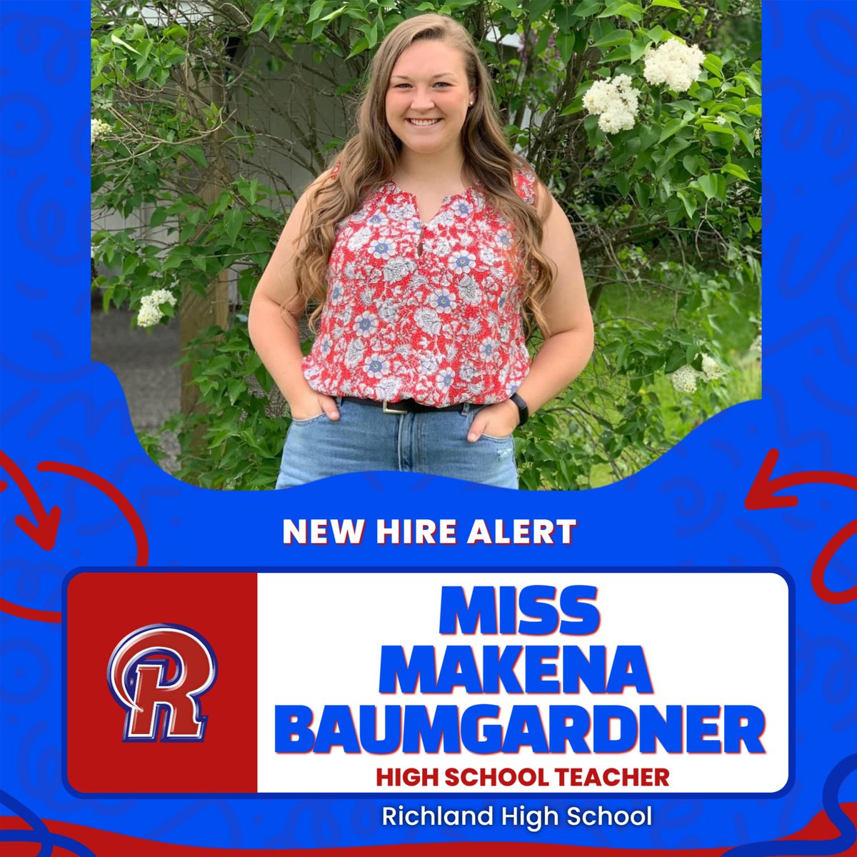 📚 New Hire Alert! 📚

We are so excited to welcome Miss Makena Baumgardner to the Richland School District! She will be joining the team at Richland High School as a High School Special Education Teacher specializing in Math.