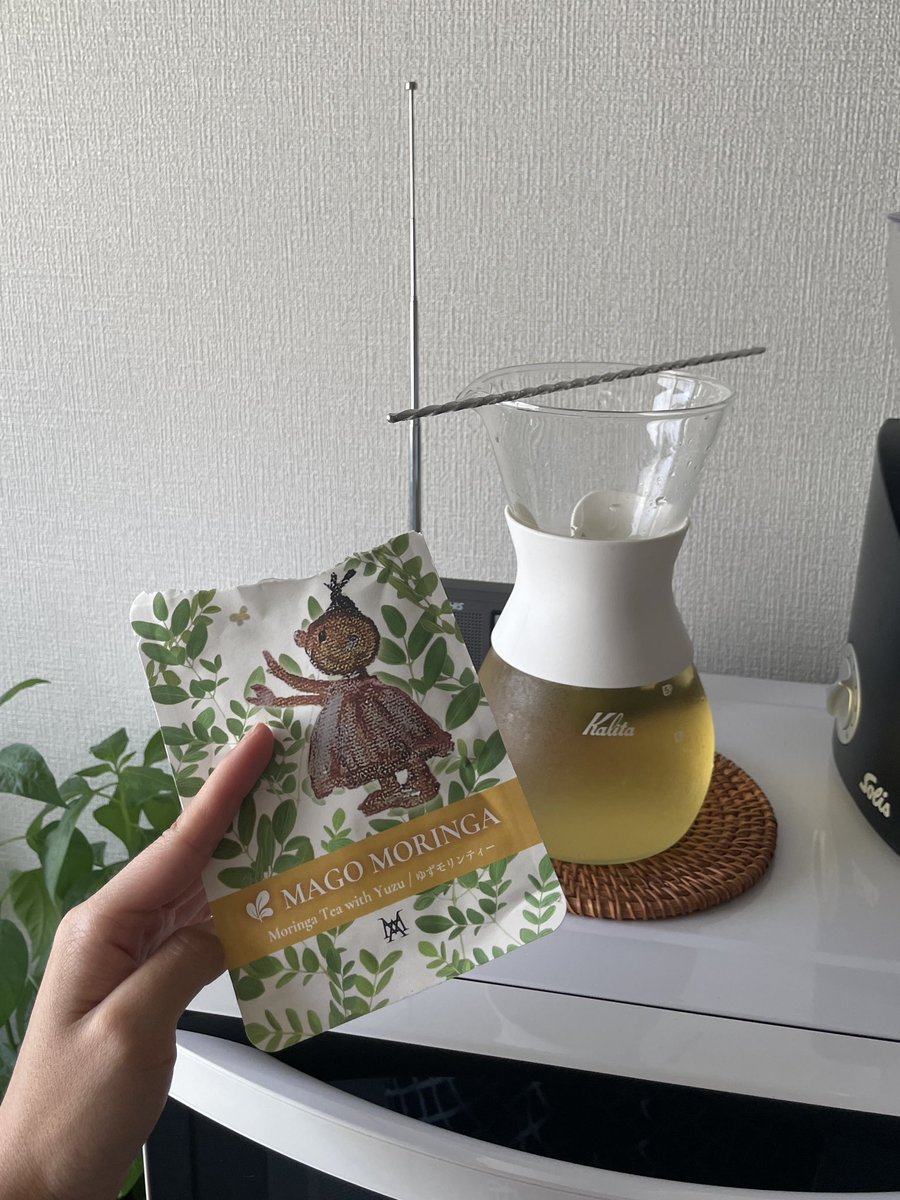 gm! i returned from a 4-day beach trip and my plants were still thriving. 

moringa tea with yuzu from <a href="/artistmago/">長坂 真護（NAGASAKA MAGO）🌕</a> 😋