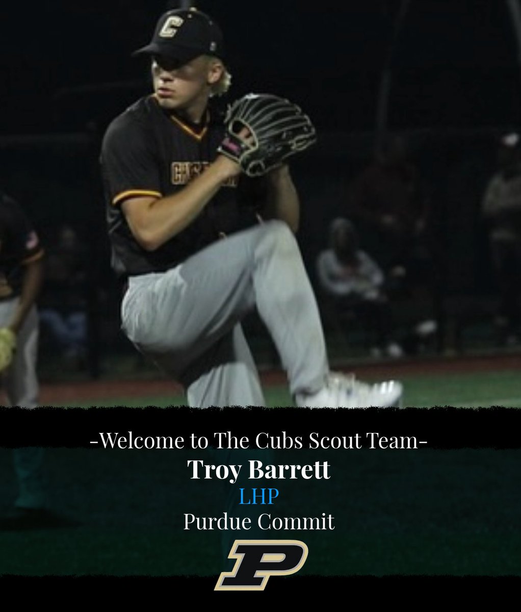 Welcome back to the Chicago Cubs Scout Team
<a href="/T_Barrett09/">Troy</a> ! Troy is a <a href="/PurdueBaseball/">Purdue Baseball</a> commit
and one of the more efficient LHP's you'll see. We are excited to have him back on the mound for us this fall!