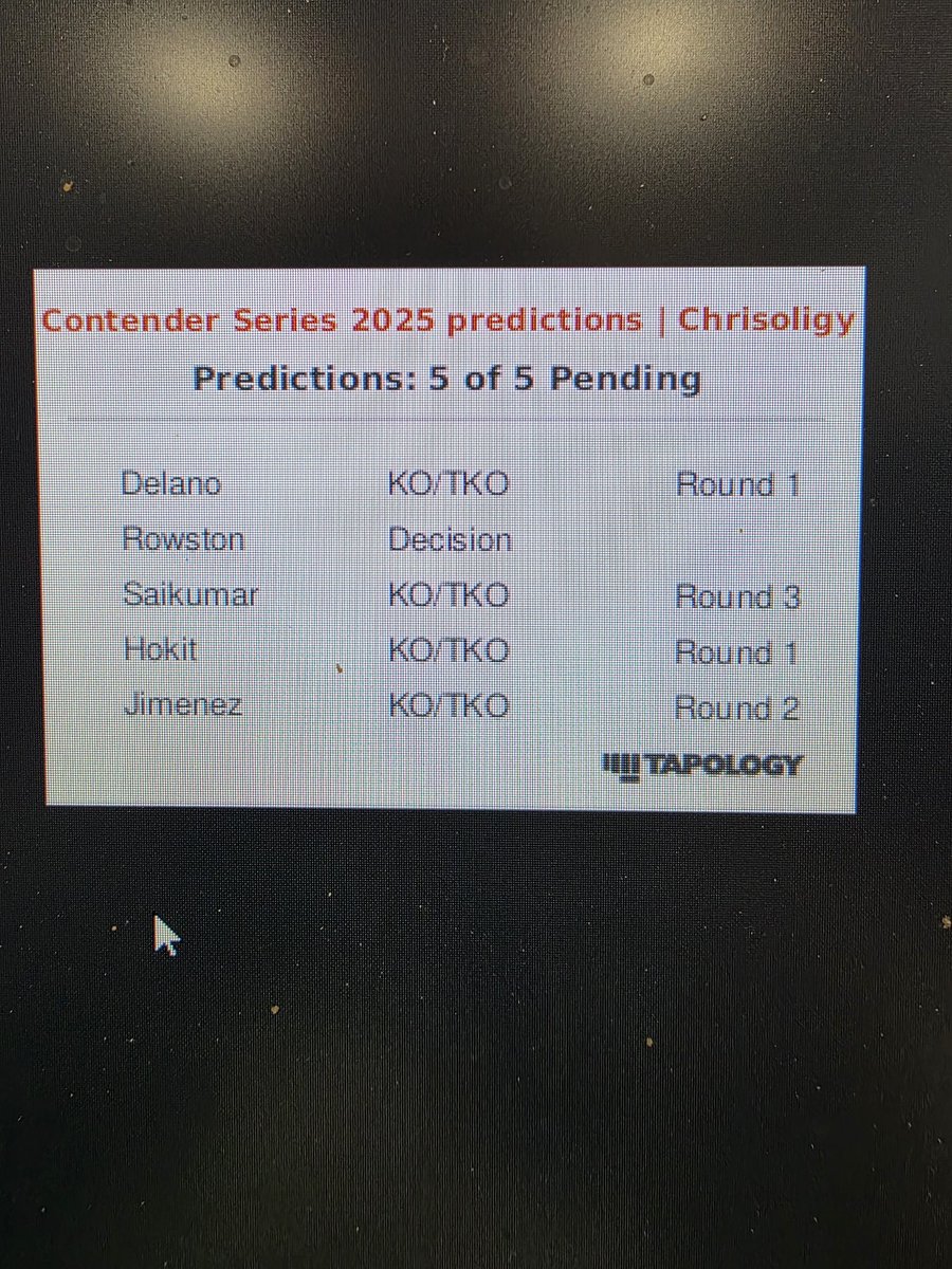 My #DWCS week 2 picks