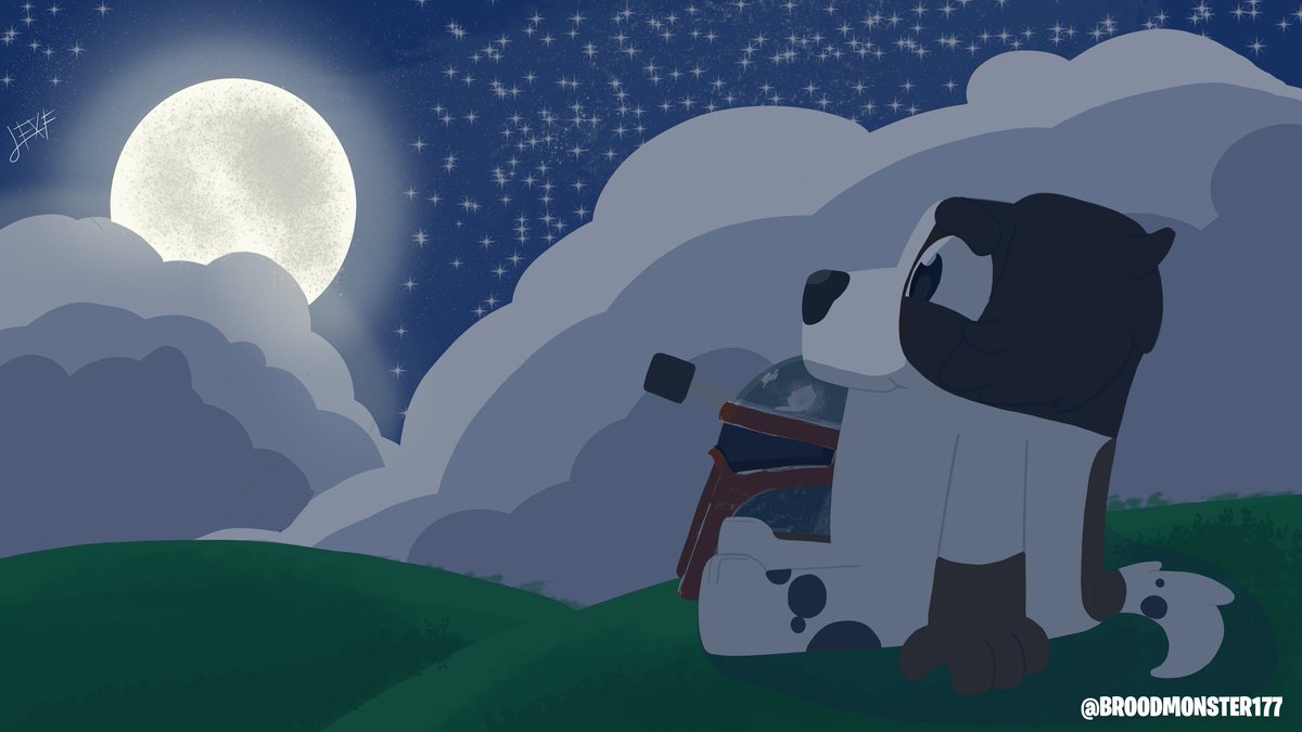 I'll get graduated on 20th august,the drawing released quicker than I expected,and why not add the Boba Fett helmet

#blueyfandom #blueyoc #bluey #graduate #bobafett #saintbernard