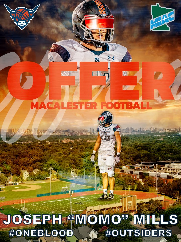 Honored to receive an offer from <a href="/MacalesterFB/">Macalester Football</a>. Thank you to <a href="/Phil_Nicolaides/">Phil Nicolaides</a> for this opportunity.
