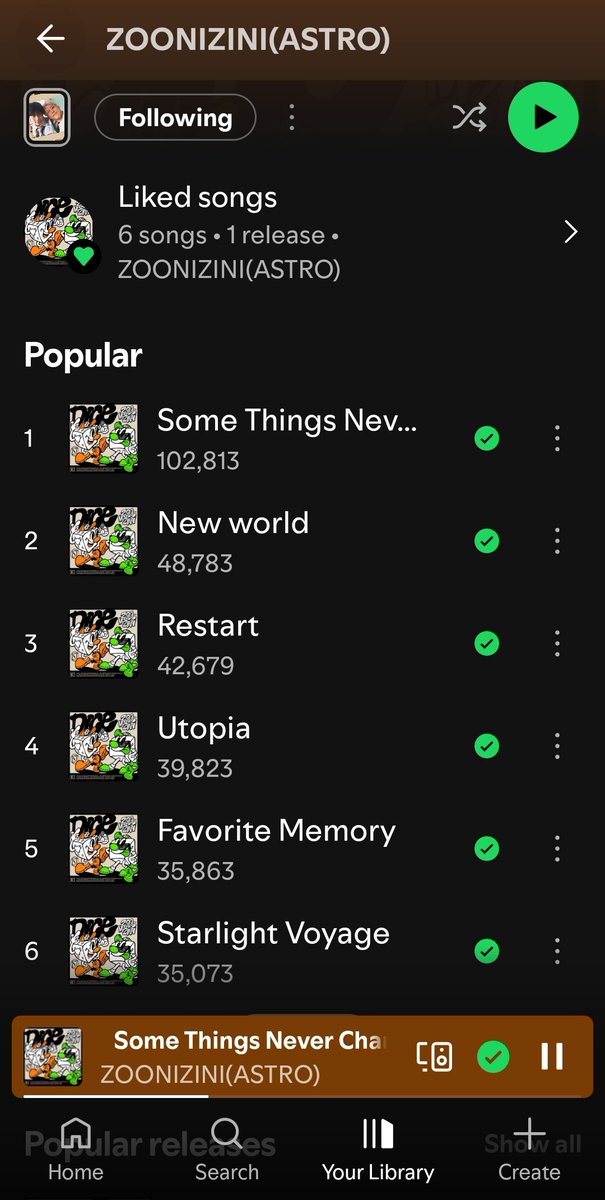 keaicrissy's tweet photo. [081925] Spotify

#Some_Things_Never_Change has surpassed 100k spotify streams and #ZOONIZINI now has 61,800 listeners‼️Thank you #AROHA for continuously streaming! 🤗

🎯 150k 🔜

🎧https://t.co/830XRUGOGW

#ASTRO #MJ #JINJIN #DICE #STNC @offclASTRO https://t.co/4f6WCh6TVC