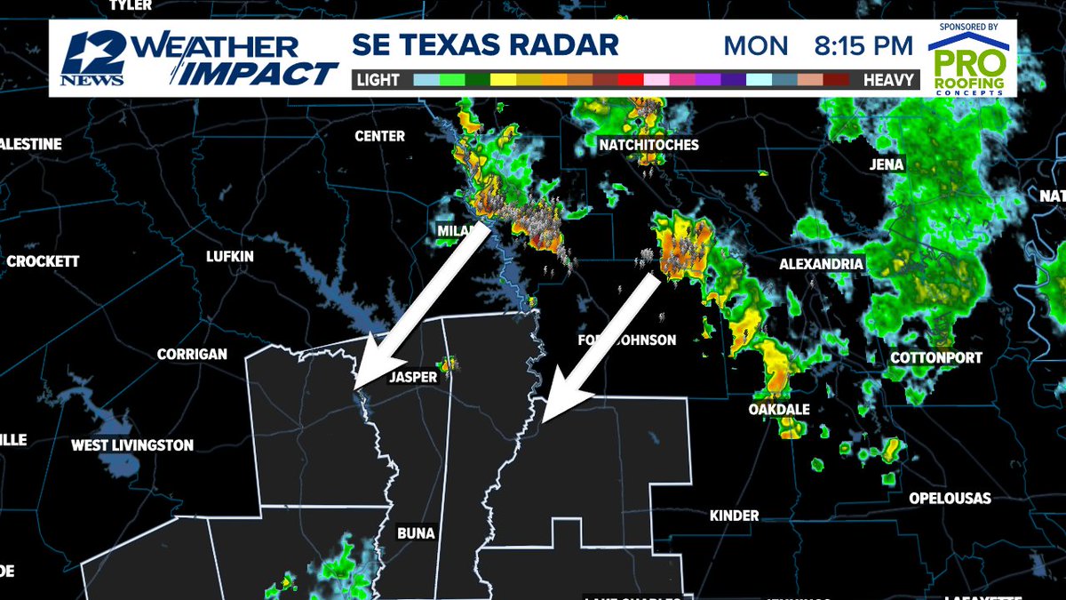 Scattered late evening showers and thunderstorms are possible in the Lakes Area as radar shows shower and thunderstorm activity nearing the Louisiana side of Toledo Bend with additional activity northeast of Fort Polk.  #12NewsNowWeather 12NewsNow.com/radar
