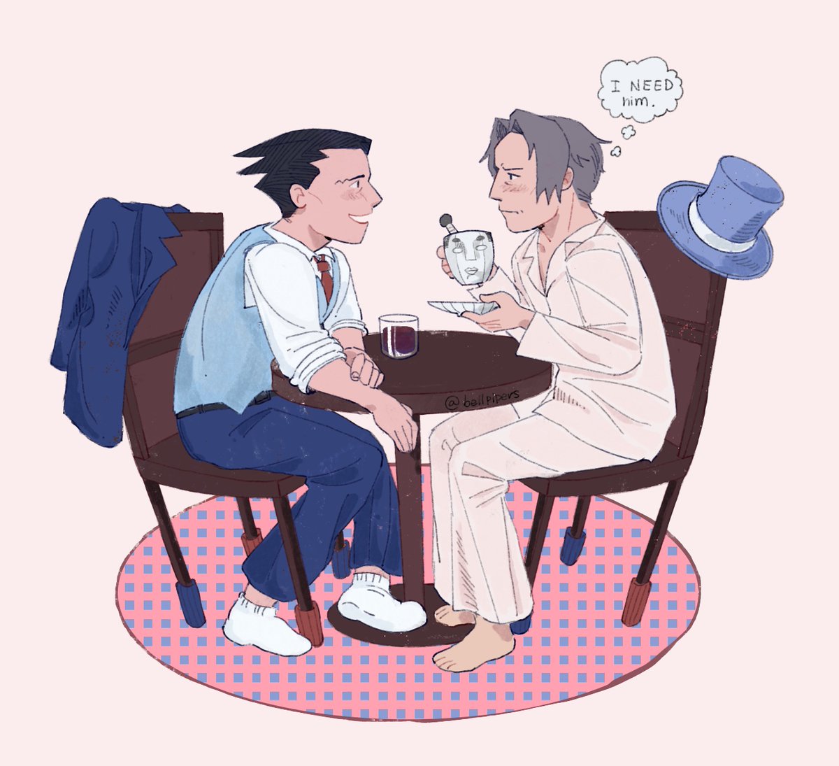 Bellpipers's tweet photo. Lawyers....(they are in some pre-getting together tango)  #AceAttorney #narumitsu https://t.co/aKDnBCT91P
