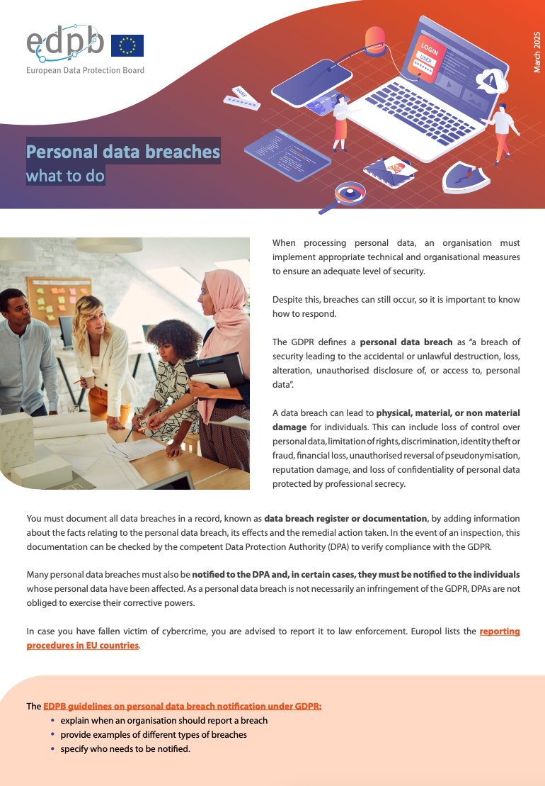 Ing_Mili's tweet image. #Interesante 💡
Personal data breaches what to do by @EU_EDPB 
edpb.europa.eu/system/files/2…
