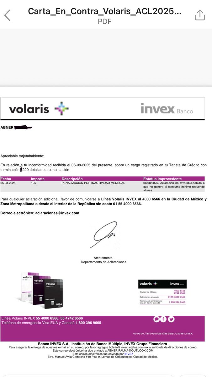 abner_ht's tweet photo. Hola 👋, oye @invextarjetas @INVEX  . Quiero decirles que son unos gandallas.  Un día, unilateral y arbitrariamente cambian las condiciones y me cargan casi $500 por “penalización x inactividad “. Al menos me hubieras avisado .ojo @viajaVolaris con tus alianzas. Ccp @CondusefMX https://t.co/Z30DehGD9q