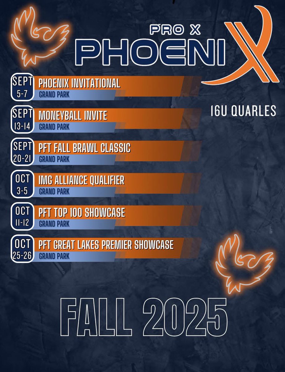 Pro X Phoenix 16u - Quarles (@proxphoenix16u) on Twitter photo FALL SCHEDULE HAS BEEN RELEASED ๐๐ฟ <a href="/SBRRetweets/">Softball Recruiting Reposts</a> <a href="/d1fastpitch1/">D1 Fastpitch</a> <a href="/PrepFastpitchSB/">Prep Fastpitch Tournaments</a> FALL SCHEDULE HAS BEEN RELEASED ๐๐ฟ <a href="/SBRRetweets/">Softball Recruiting Reposts</a> <a href="/d1fastpitch1/">D1 Fastpitch</a> <a href="/PrepFastpitchSB/">Prep Fastpitch Tournaments</a>
