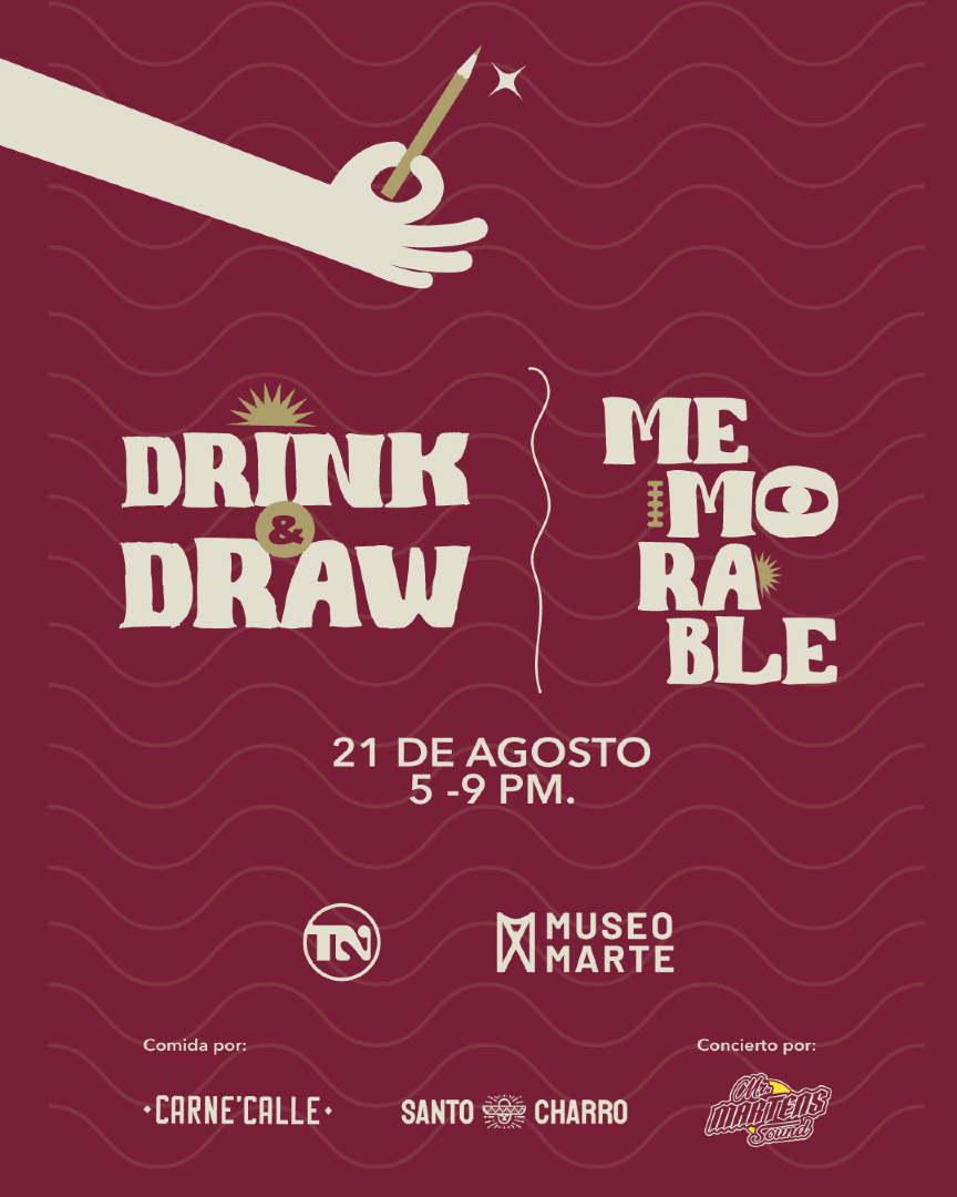 Museo_Marte's tweet photo. Este jueves 21 de agosto sé parte del Drink & draw 🖍 de lanzamiento del concurso “Memorable” - Formas de recordar: Ilustrar la memoria histórica de San Salvador.
🍽 Comida, gracias a @santocharrosv y @carnecalle. La música a cargo de @mr.martenssound 🎶 https://t.co/exzubTfKsg