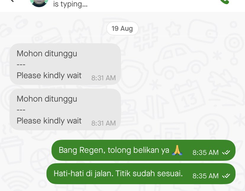 Chat standar gw saat pesen gofood.

Please help me how to make it better.