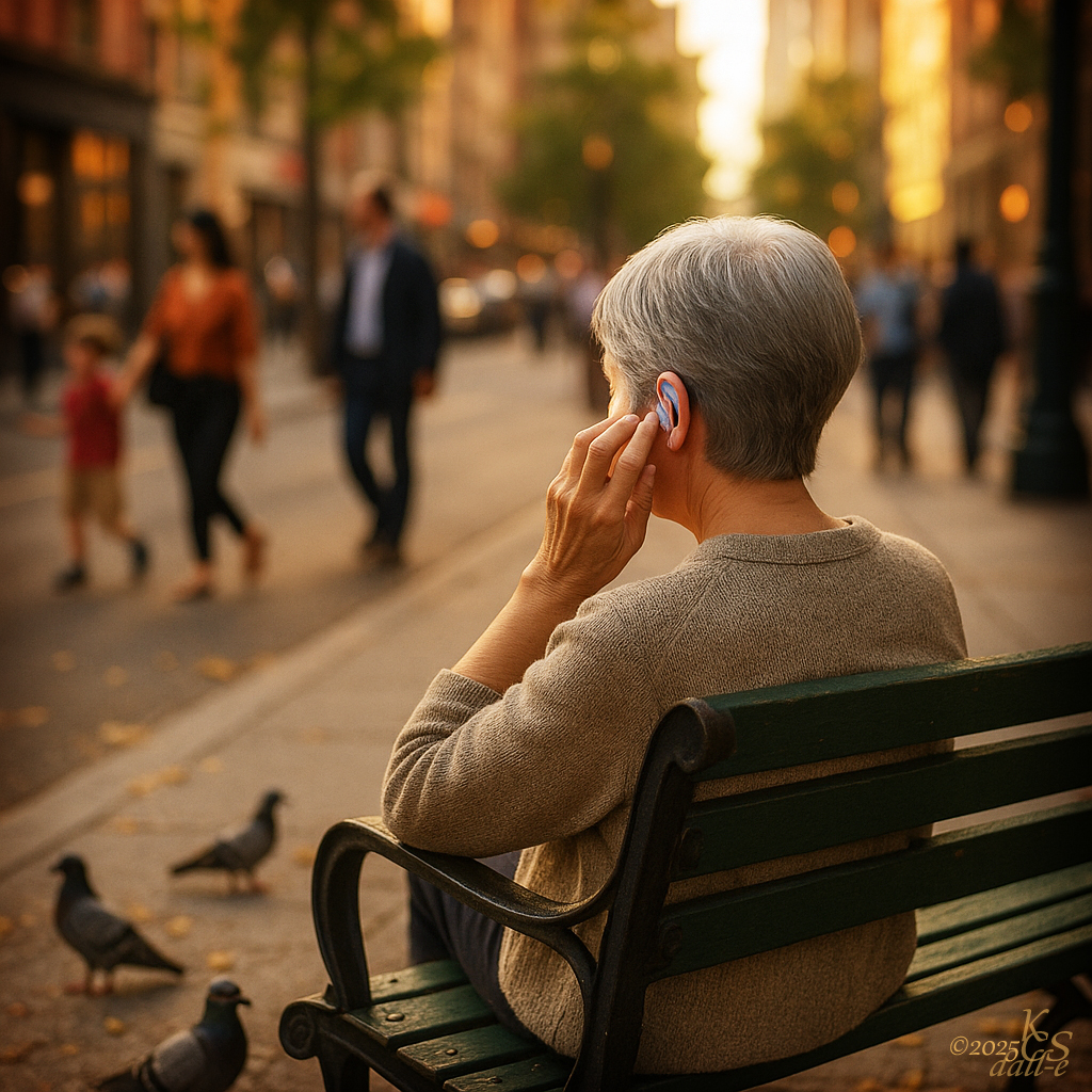 karencaseysmith's tweet image. here she was, invisible
isn&apos;t every woman of advancing years?
tastefully coiffed, shoes—sensible
a perfect spy with a bionic ear

oh, yes, life can be surprising

switch on
let them hear what I hear...

#vss365 #bionic 
©kcs 2025