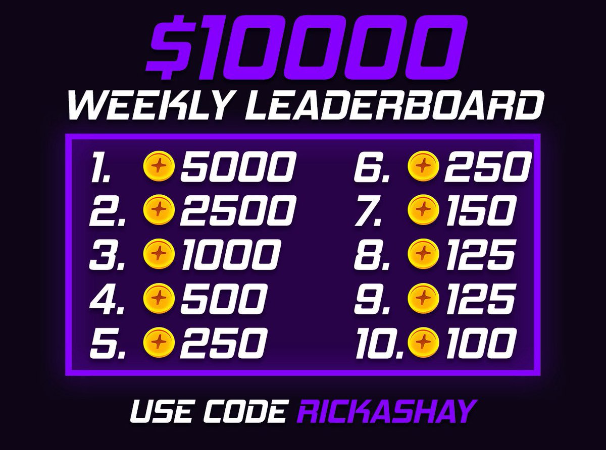 RICKASHAY (@ytrickashay) on Twitter photo 🚨1000 COIN GIVEAWAY🚨
💰 10x Winners - 100 Coins Each!
✅ Follow + RT
✅ Use code “RICKASHAY” on RainGG And Set For 7 days rain.gg/r/rickashay (Show Proof)
🏆 VIP PROGRAM + RAKEBACK + LOSSBACK + 10K WEEKLY LB
🎁 Random $25 Giveaway - Like + RT + Tag 1 Friend
Drawing 🚨1000 COIN GIVEAWAY🚨
💰 10x Winners - 100 Coins Each!
✅ Follow + RT
✅ Use code “RICKASHAY” on RainGG And Set For 7 days rain.gg/r/rickashay (Show Proof)
🏆 VIP PROGRAM + RAKEBACK + LOSSBACK + 10K WEEKLY LB
🎁 Random $25 Giveaway - Like + RT + Tag 1 Friend
Drawing