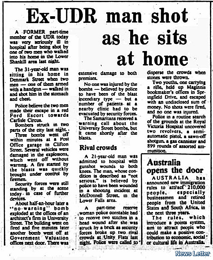 #OnThisDay in 1978 the IRA murdered Michael Riley, 31, Married, shipyard worker, ex 10 UDR/former prison officer fatally injured on 7/6/1978 &amp; died #OTD. 11th UDR Veteran murdered. Murderers burst into his home in Denmark St, Shankill Road, Belfast &amp; fired as he sat watching TV.