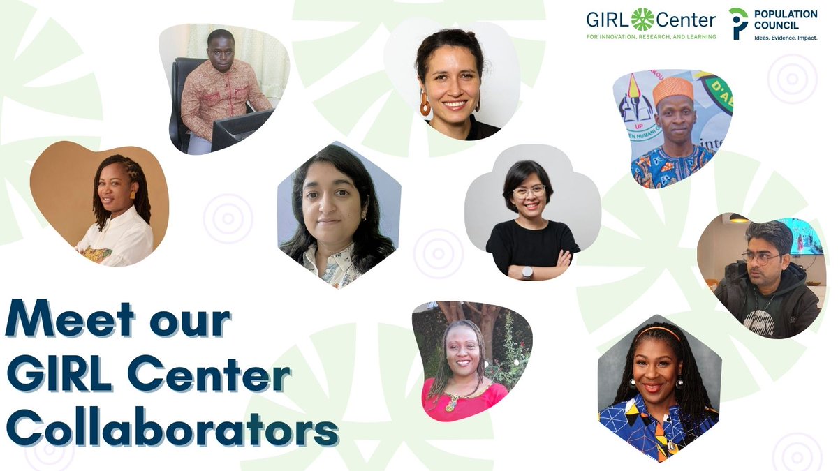 GIRLCenterPC's tweet photo. 🧵1/11 Excited to welcome the 2nd cohort of our External Research Collaborator Program! Looking forward to elevating local perspectives &amp; generating actionable evidence that puts adolescent girls at the center: https://t.co/TnFgaqwwVm

Meet our External Collaborators 👇 https://t.co/SCjMrZ1V7I